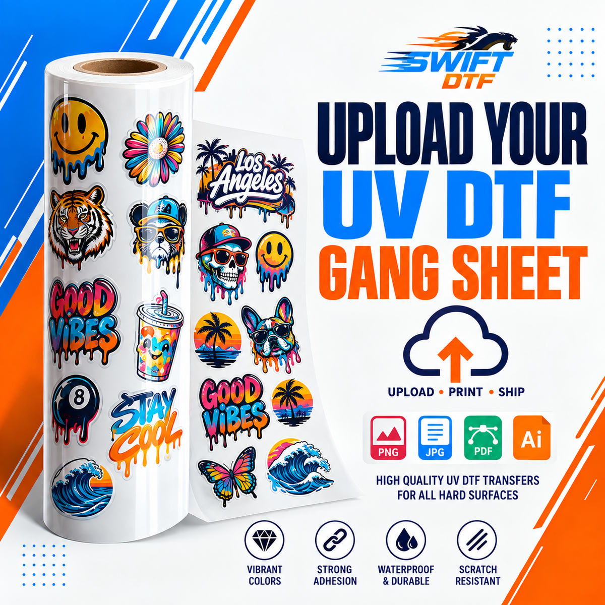 UV DTF Transfers Upload Your Gang Sheet