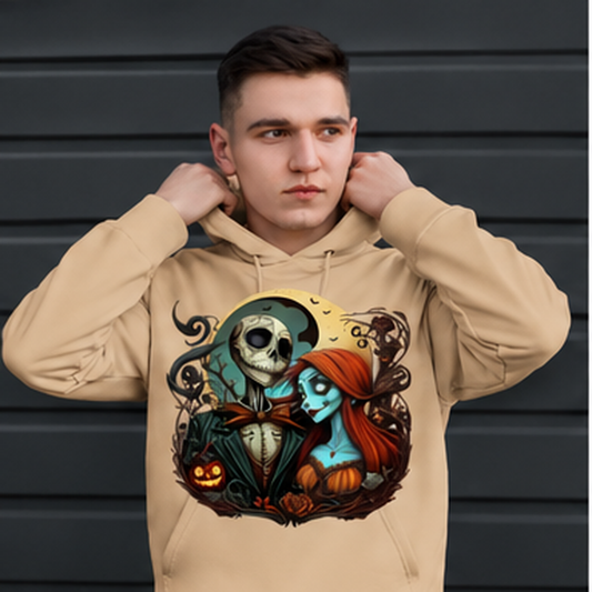 Gothic Skeleton Halloween Graphic Hoodie mockup in beige