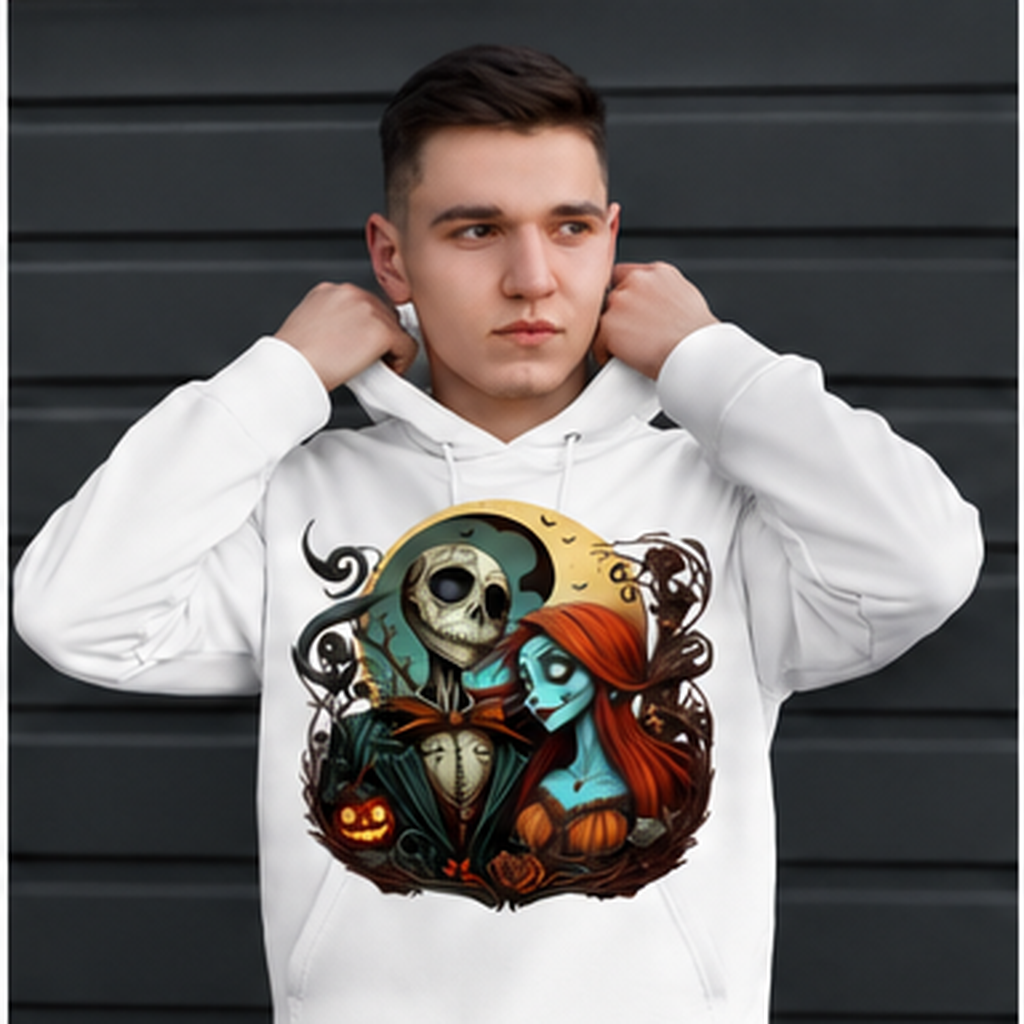 Gothic Skeleton Halloween Graphic Hoodie mockup in white