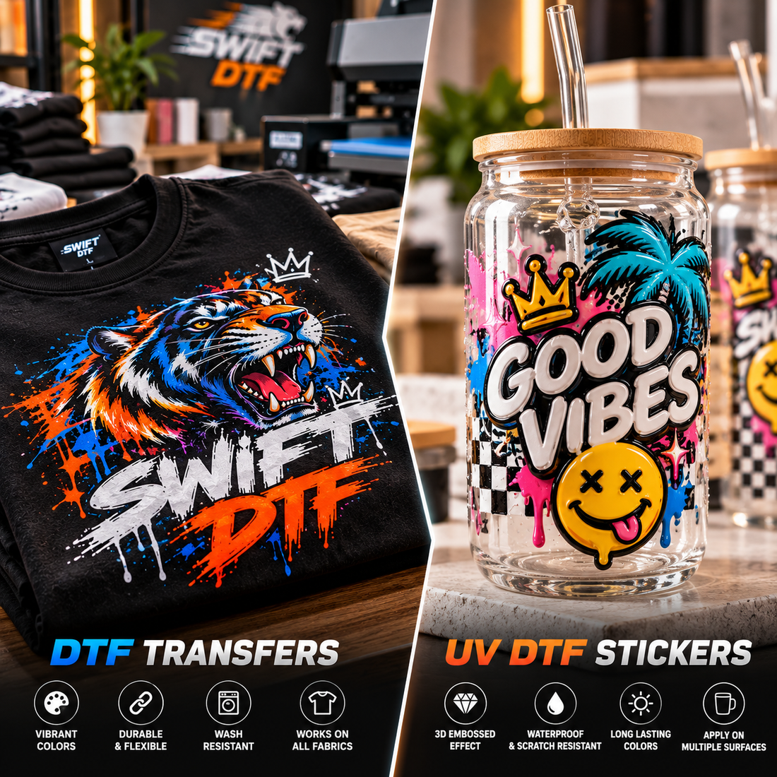 DTF vs UV DTF Transfers: Complete Comparison Guide | Swift DTF