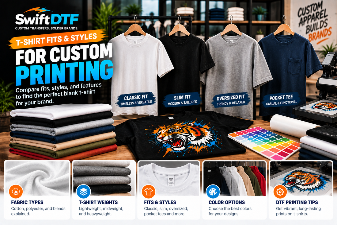 Classic, slim, oversized, and pocket blank t-shirts for custom printing