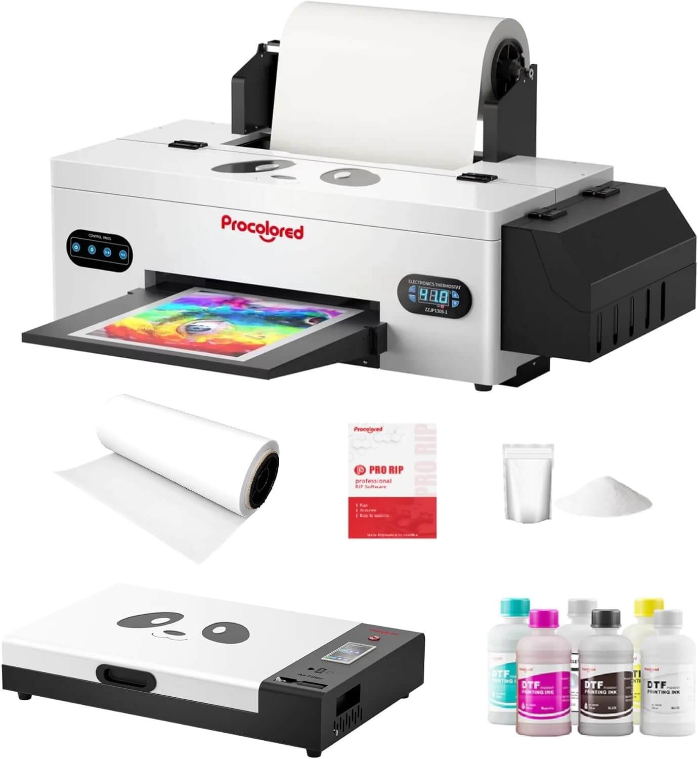 DTF Printer - White Ink Circulation & Semi-Automatic Cleaning | Includes Printer, Oven, Ink