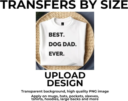 DTF Transfers by size upload your design transparent background