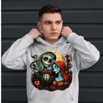 Gothic Skeleton Halloween Graphic Hoodie mockup in ash gray