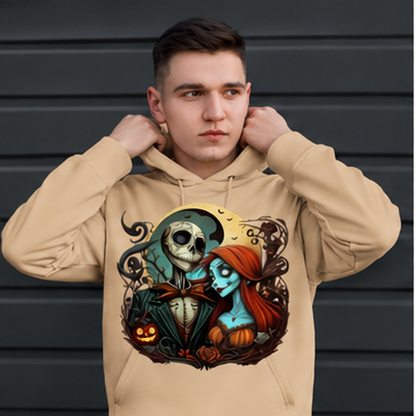 Gothic Skeleton Halloween Graphic Hoodie mockup in beige