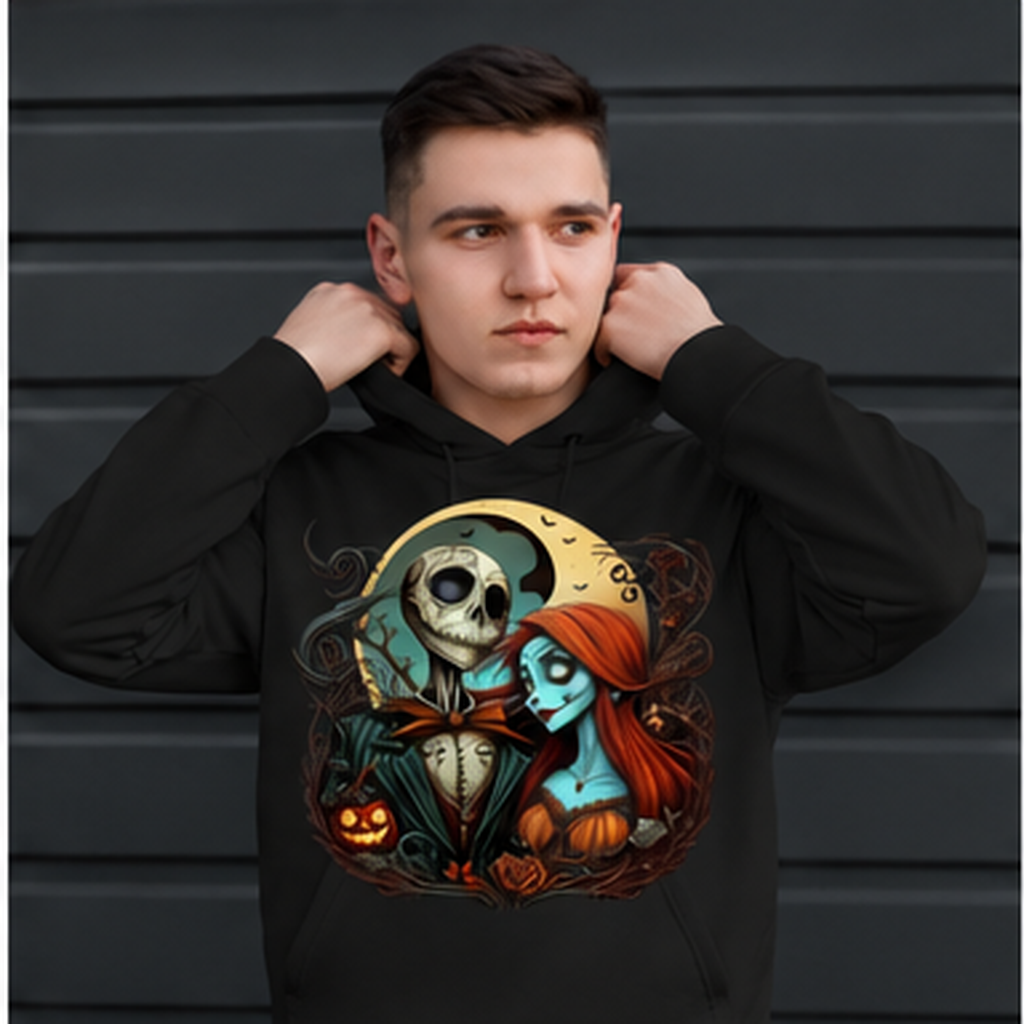 Gothic Skeleton Halloween Graphic Hoodie mockup in black