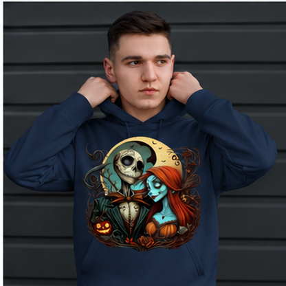 Gothic Skeleton Halloween Graphic Hoodie mockup in navy