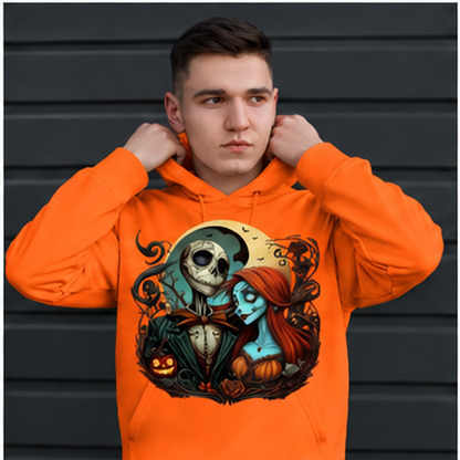 Gothic Skeleton Halloween Graphic Hoodie mockup in orange