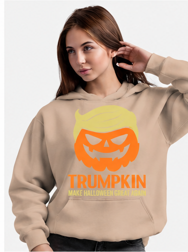 Beige Pumpkin Halloween Graphic Hoodie