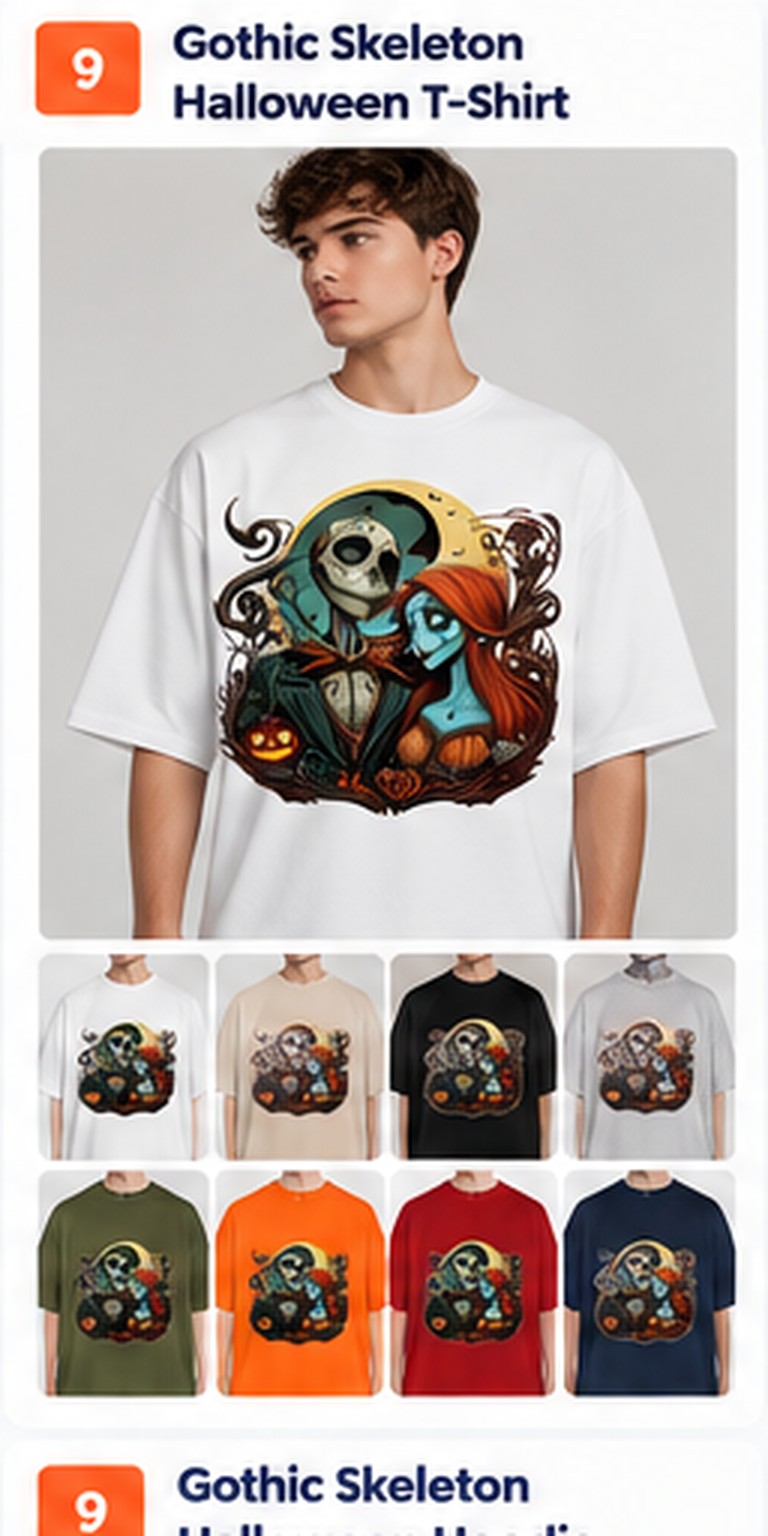 Gothic Skeleton T-Shirt — color preview