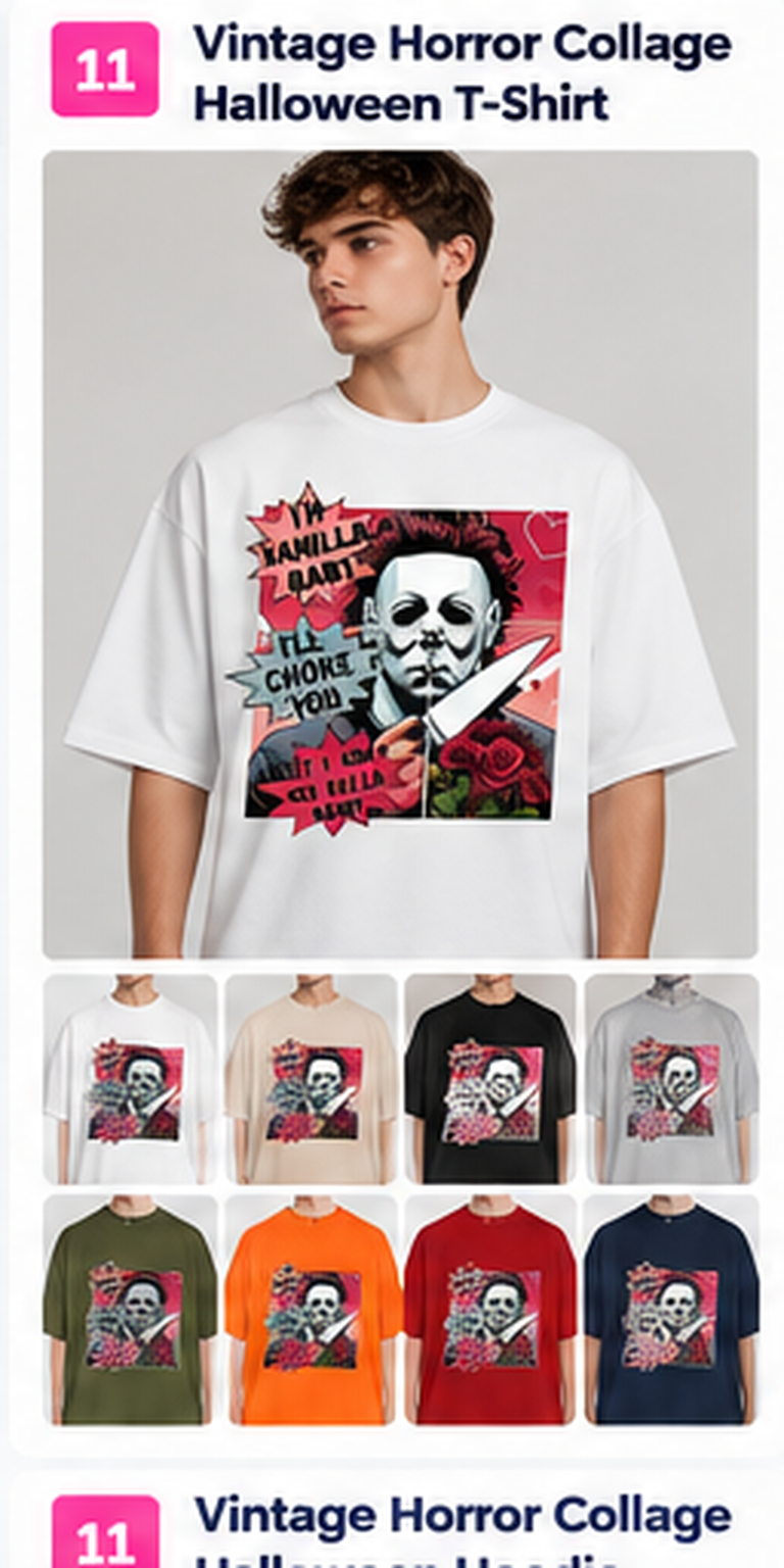 Vintage Horror Collage T-Shirt — color preview