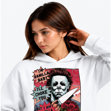 Vintage Horror Collage Halloween Hoodie in white — square 1:1 mockup
